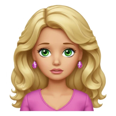sad Barbie with blonde wavy hair green eyes and tan skin sticker