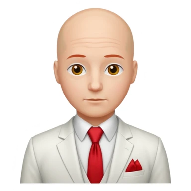 bald with red necktie, white suit sticker