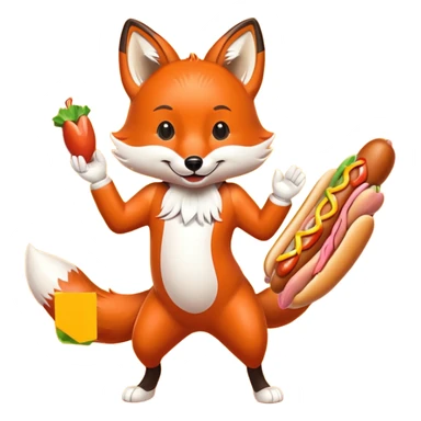 Dancing fox with hot dogs sticker
