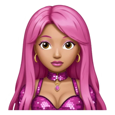 Nicki Minaj with long pink hair, dark pink sequin outfit  sticker