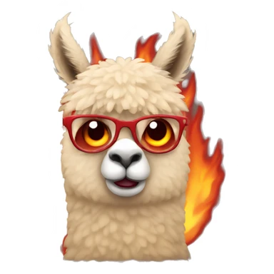 angry red coat alpaca emoji with burning eyes sticker