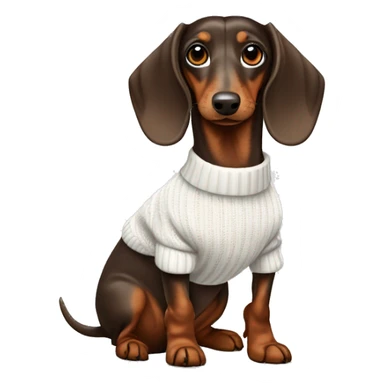 Brown dapple dachshund wearing a white jumper  sticker
