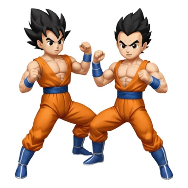 Goku and Vegeta in white backround sticker
