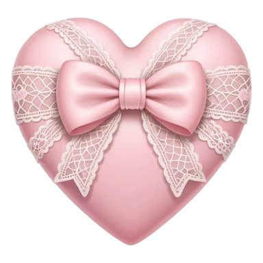 light pink heart wrapped in lace bow sticker