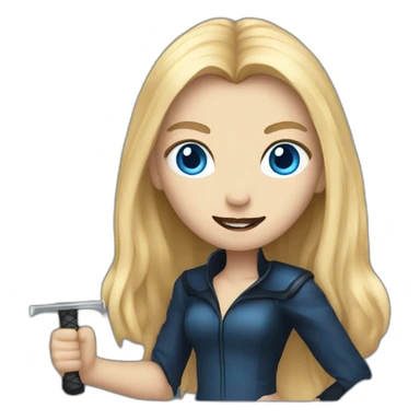 beautiful vampire woman with long blonde hair and blue eyes and wielding knives sticker