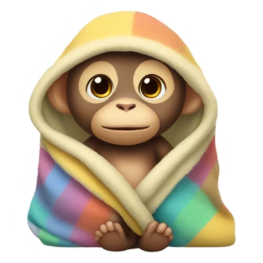 Baby monkey wrapped in a blanket sticker