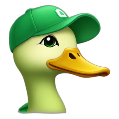 Un canard vert qui porte une casquette sur sa tête  sticker