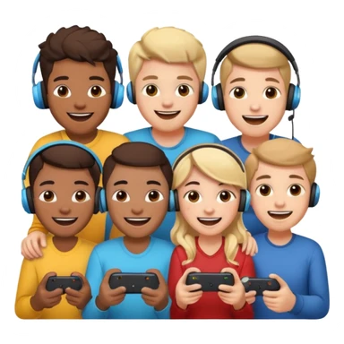 group of friends playing video games together sticker