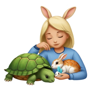 Tortu qui dort et lapin qui mange sticker