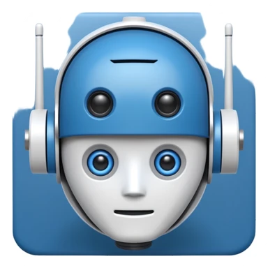 tête de robot cosmonaute bleu et blanc avec une antenne et des yeux plié sticker