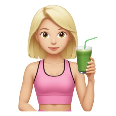 blonde pilates instructor in pink drinking matcha sticker