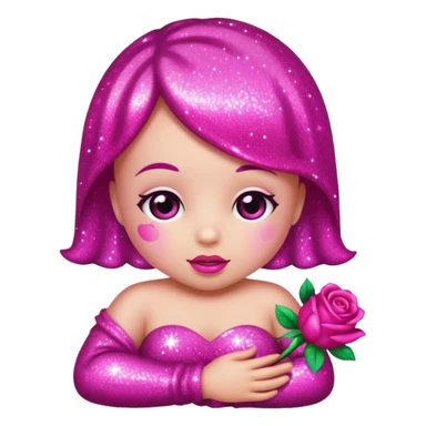 glitter baby fucsia rose sticker