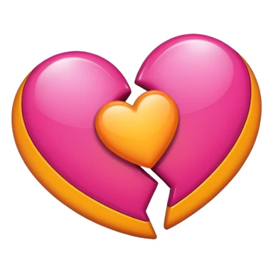 Bright yellow to orange to dark pink double gradient double heart sticker