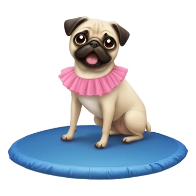 Pug on a trampoline in a tutu sticker