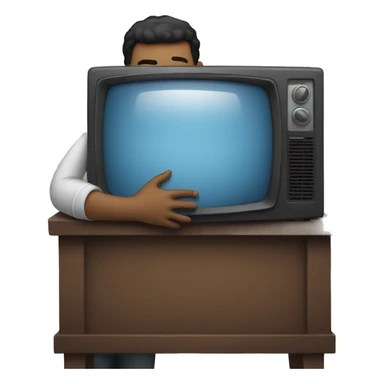 Man hugging television  sticker