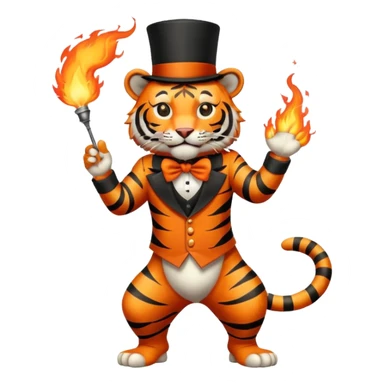 tiger  vintage-circus-performer-spitting-fire full body sticker