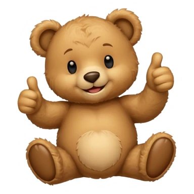 cartoon teddy bear giving thumbs up, floating text 'so sweet of you' emoji style sticker