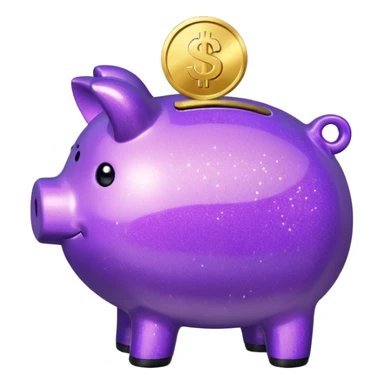 money in a glitter purple piggy bank sticker