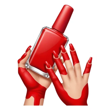 hand with painted nails and nail polish bottle sticker