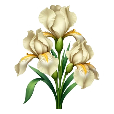 big bouquet Cream Iris, luxuriant, leaf, bud sticker