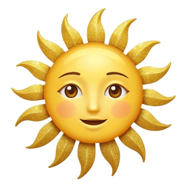 sun in 2d golden glitter in colour without face sticker