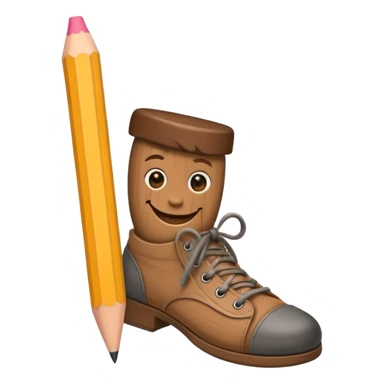 a pencil with a mad smile face and has human feet sticker