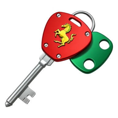 red Ferrari key with a green background sticker