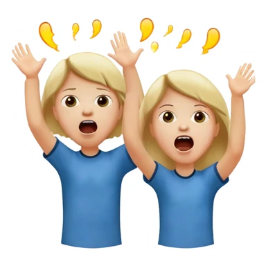 two children scream loudly looking up at full height sticker