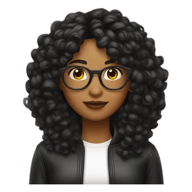 Chica lentes pelo negro piel blanca  sticker