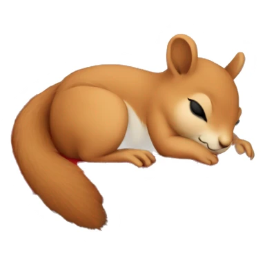Squirrel sleeping in a cozy bed with red blankets  sticker
