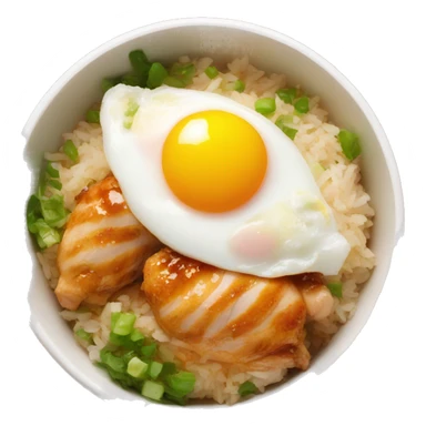 chicken thigh rice bowl with two eggs sticker