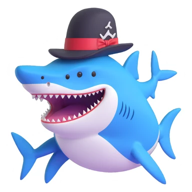 shark with a top hat sticker