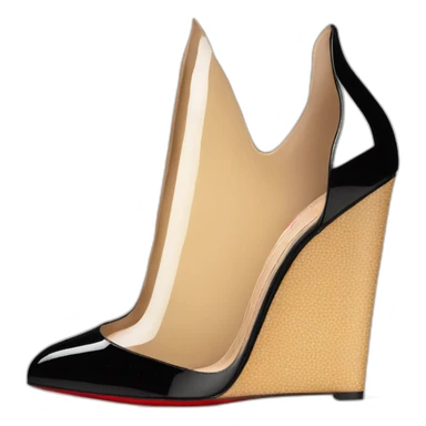 One WEDGE heel LOUBOUTIN black PATENT sticker