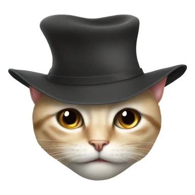 A cat hiding half its face behind a hat out of shyness. sticker