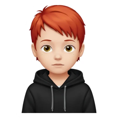 child with red hair and black hoodie sticker