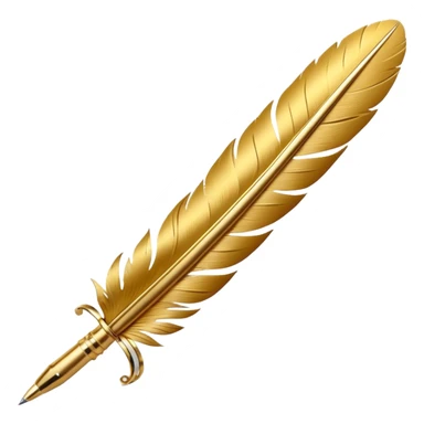 3D perspective academic premium golden ink feather pen sticker
