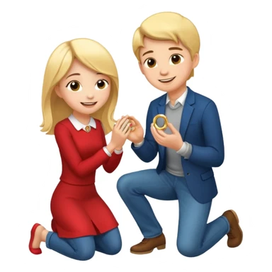 🧎‍♂️‍➡️💍💃 a boy parposing a girl and the boy on his knee and give him ring girl stand after him and shing sticker