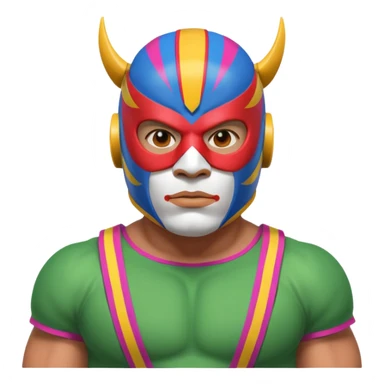 Mexican wrestler portrait, head and shoulders only, colorful luchador mask, muscular collar, confident expression, 3D cartoon, mobile game icon style, clean background, no text, no watermark
 sticker