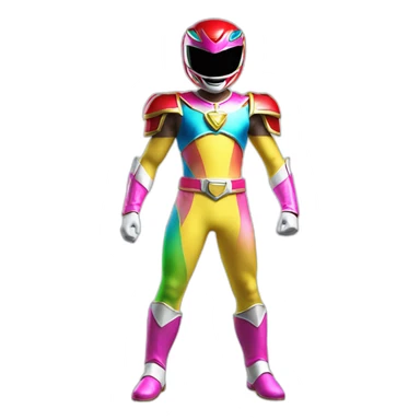 bright rainbow power ranger full body sticker