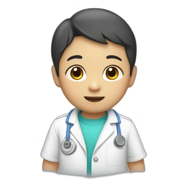 asian toddler male with lab suit sticker