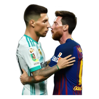 Ronaldo kissing messi sticker