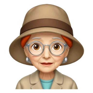 elderly women with hats with optical sticker