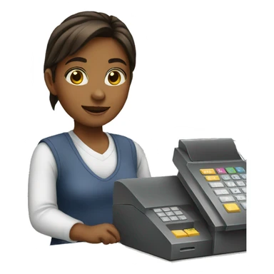 girl paying at the cash register sticker