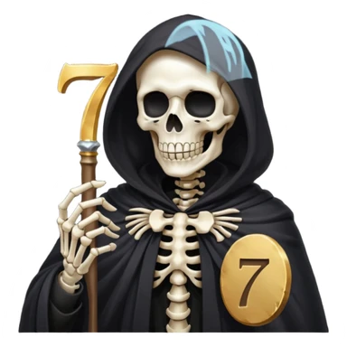death holding number 7 in his hand sticker