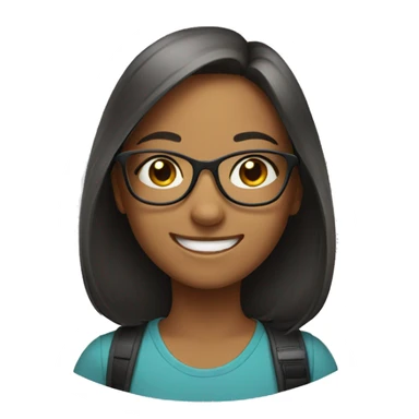 smiling girl with glasses and pet sticker