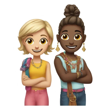 happy siblings with accessories sticker