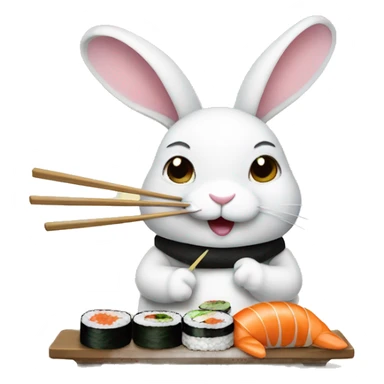 bunny eating sushi  sticker