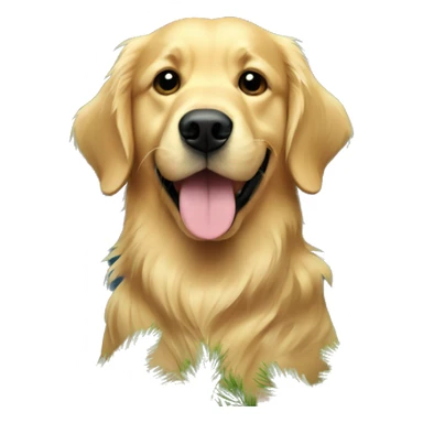 christmas golden retriever with christmas tree  sticker