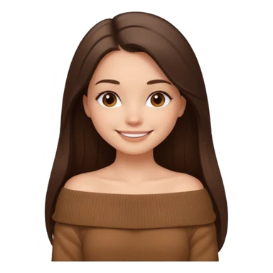 красивая девушка накрашенная брюнетка с длинными прямыми волосами в коричневой кофте со спущенными плечами sticker