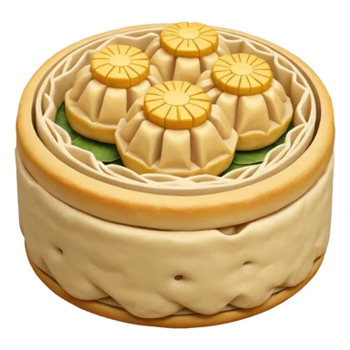 siu mai (a type of dim sum, just 1 cube of white color fish patty wrapped by yellow dough, leaving only the top part unwrapped, shape looks like short cylinder shape) sticker
